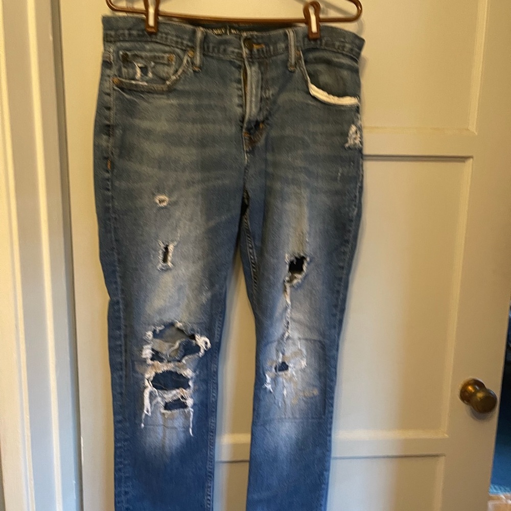 Mens old Navy distressed blue denim
